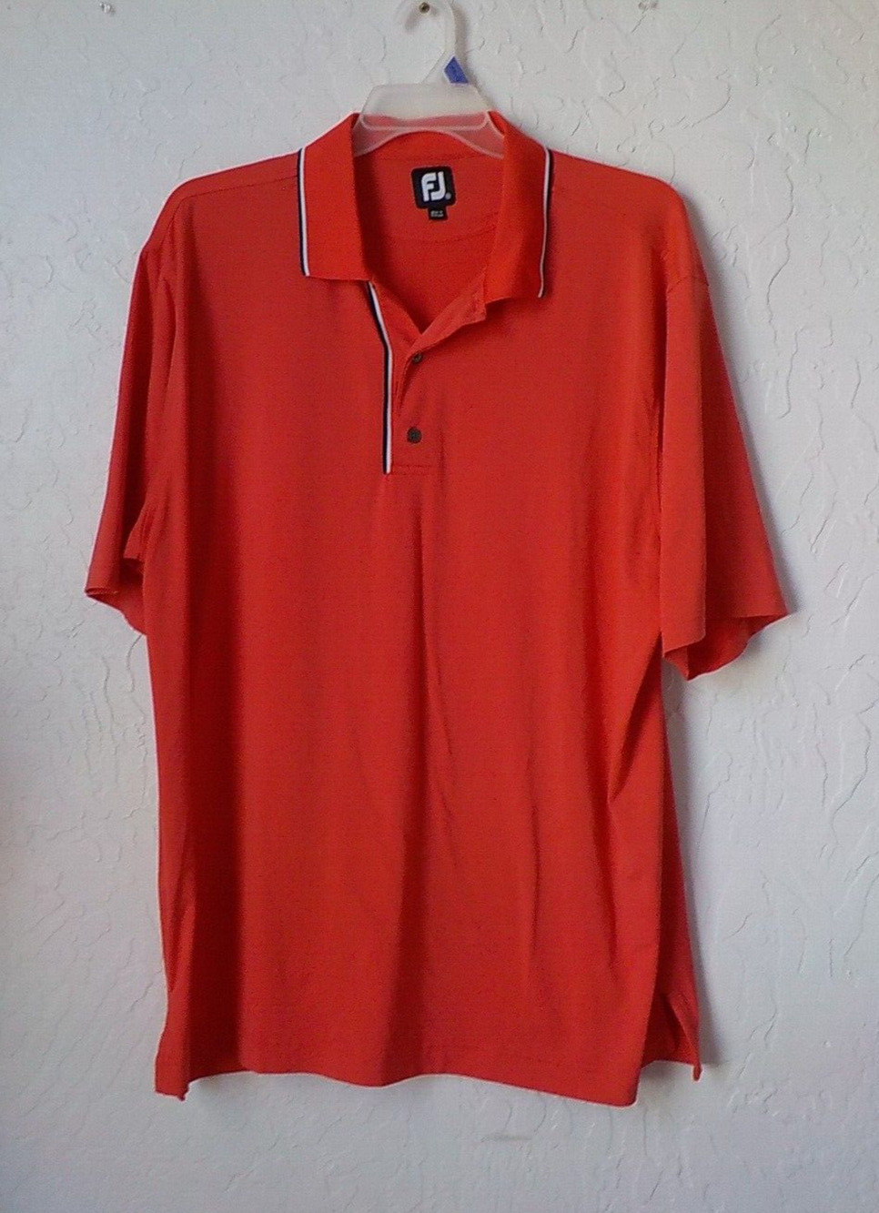 Foot Joy Orange Red Polo Shirt Men size 2XL Short Sleeves Stretch Button Classic
